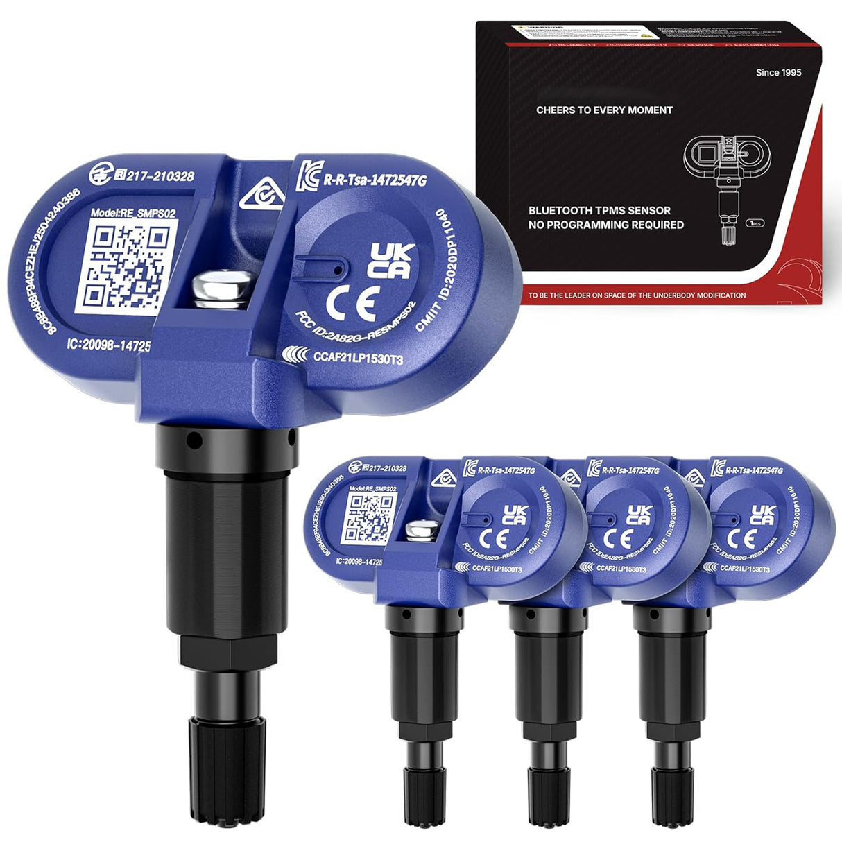 Richeer 4 PCS Upgraded Bluetooth TPMS Sensor for 2020-2025 Model 3,Y,S,X , 2020-2025 Model 3, Model Y, Model S, Model X Replacement OE# 1490701-00-B, 1490701-01-B