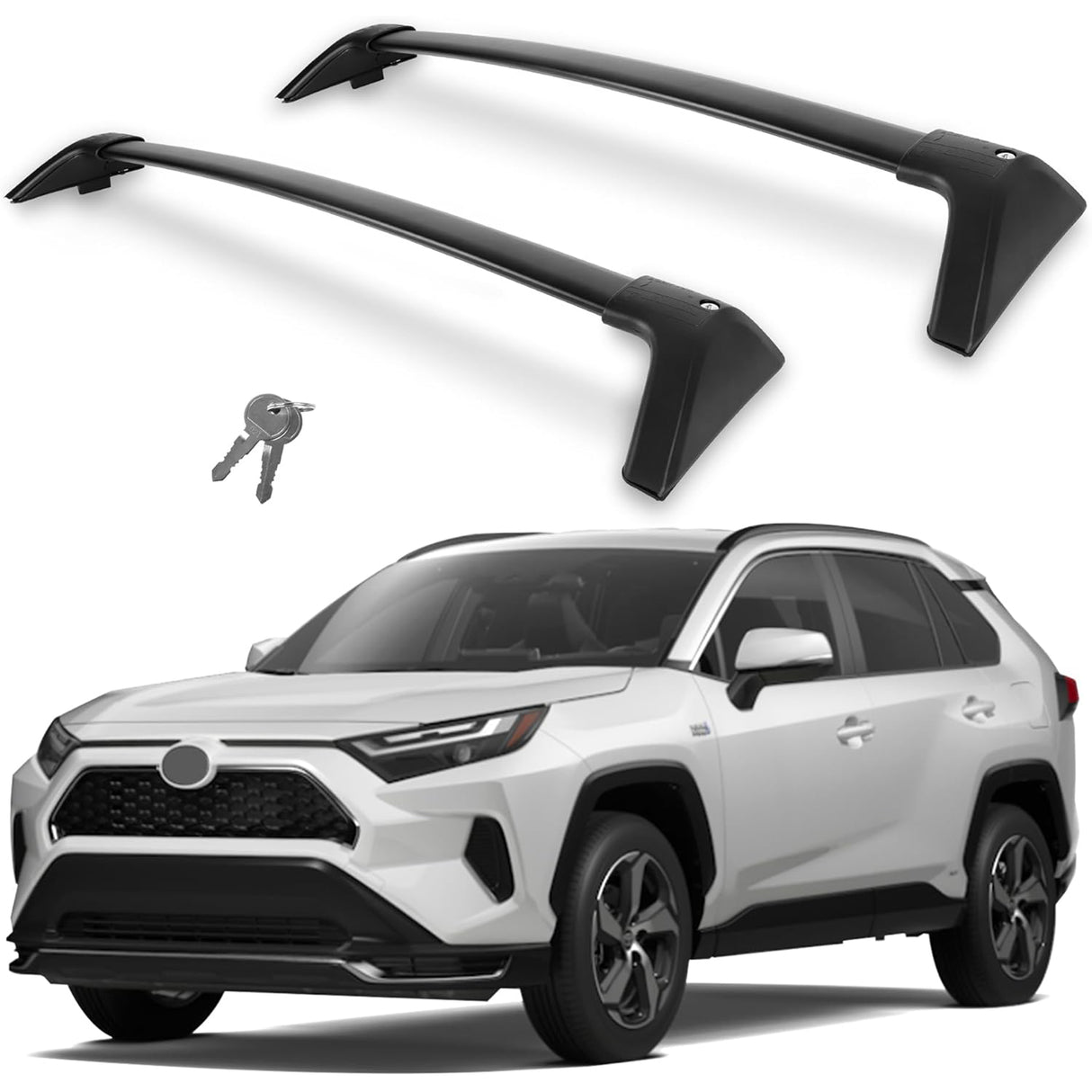 Richeer Heavy Duty 260LBS Roof Crossbars for 2019‑2025 RAV4 – Lightweight Aluminum, Metal Anti‑Theft System, Low‑Wind Noise Design, Fits Cargo Boxes, Bikes, Kayaks