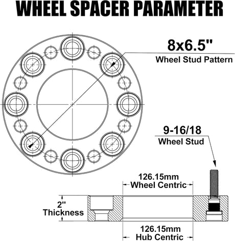 Richeer 8x6.5" Wheel Spacers for Off-Road Vehicles (Ram, Ford & More)-2" Thick Black