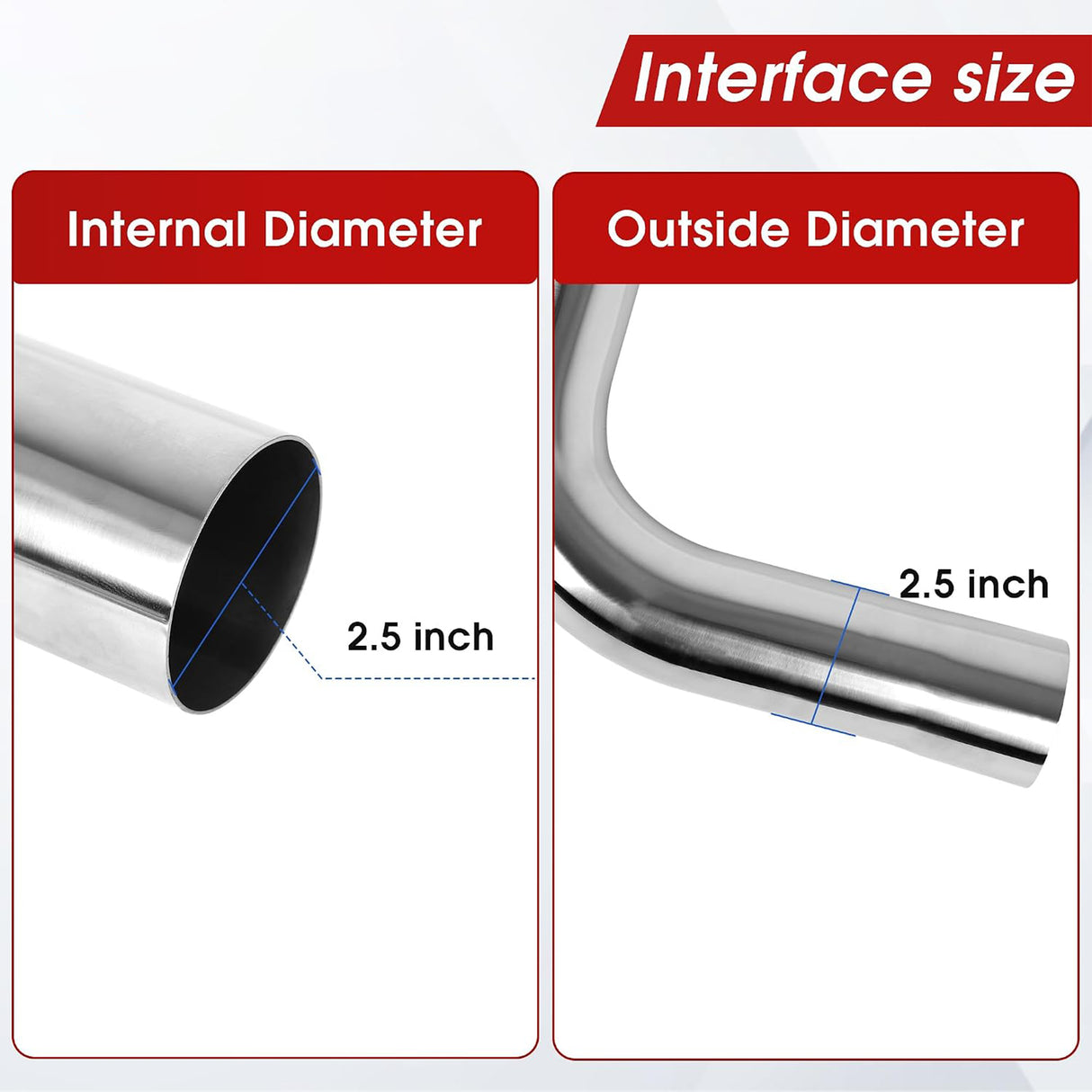 Richeer 2.5 Inch O.D. Stainless Steel Exhaust Pipe 45 Degree Elbow (2PCS)
