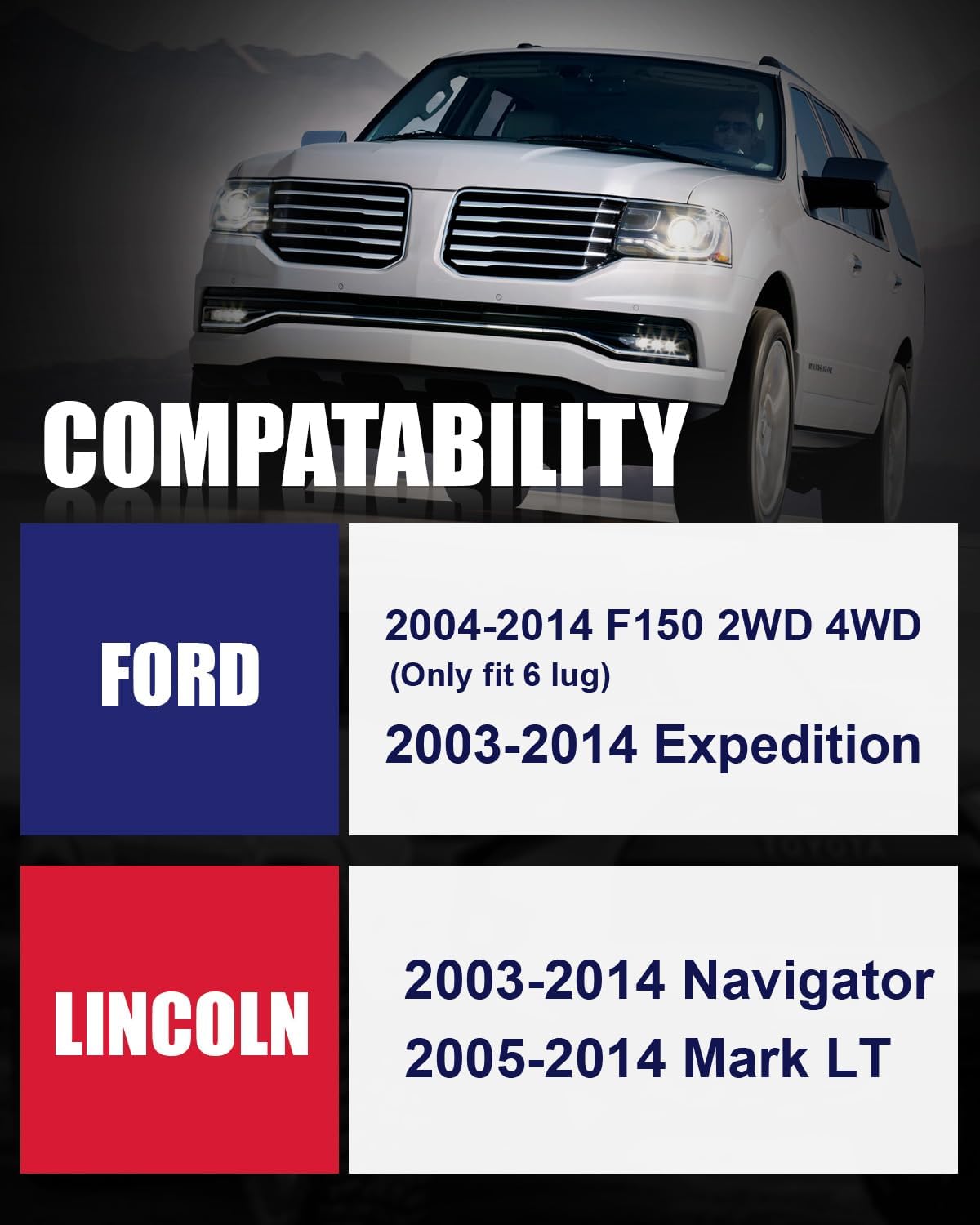 Richeer 6x135mm Hub Centric Wheel Spacers Fits 2004-2014 Ford F-150 Expedition Navigator -1.5" Thick Black