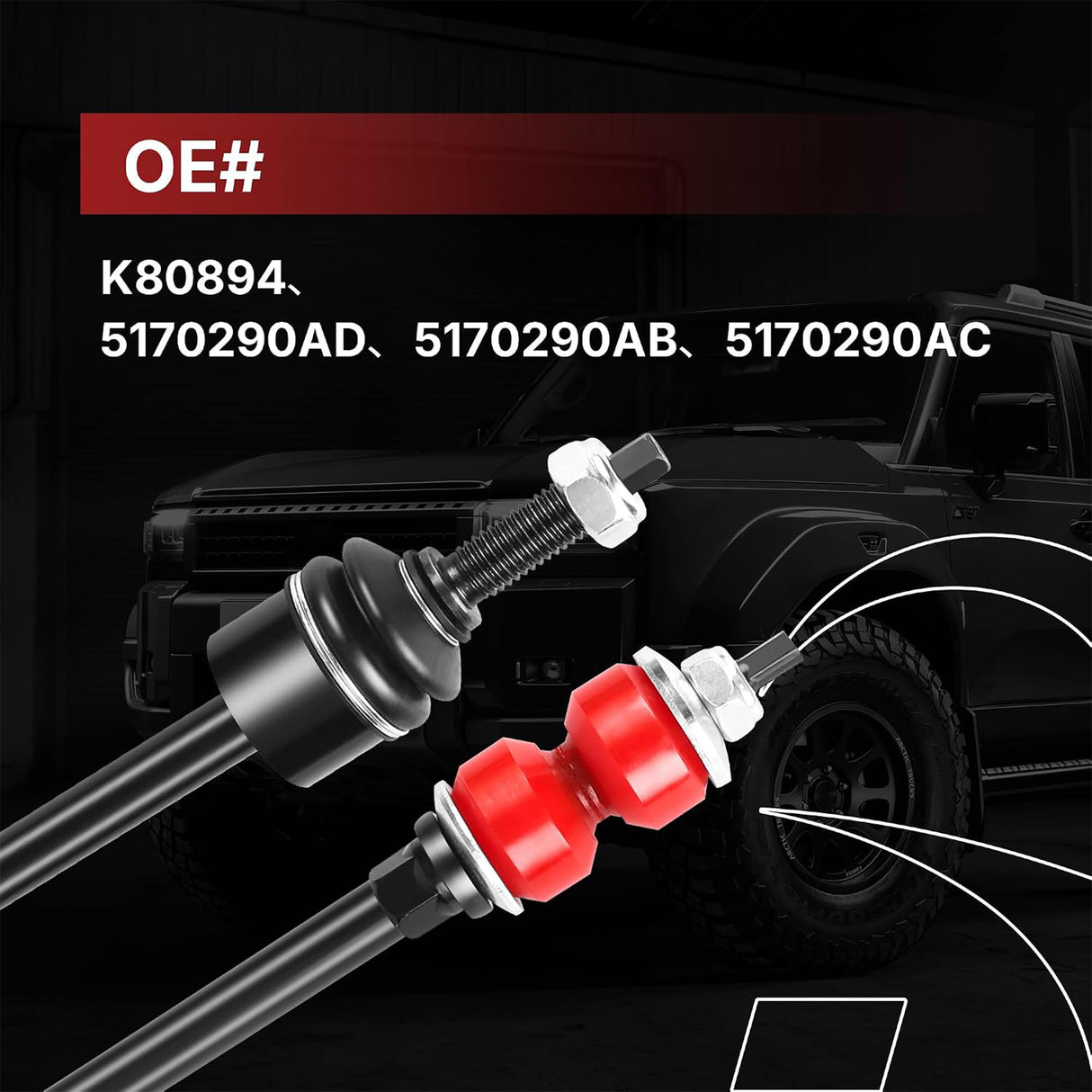Richeer K80894 Front Sway Bar Link 2PCS Compatible with 2003-2021 Dodge RAM 1500 2500 3500