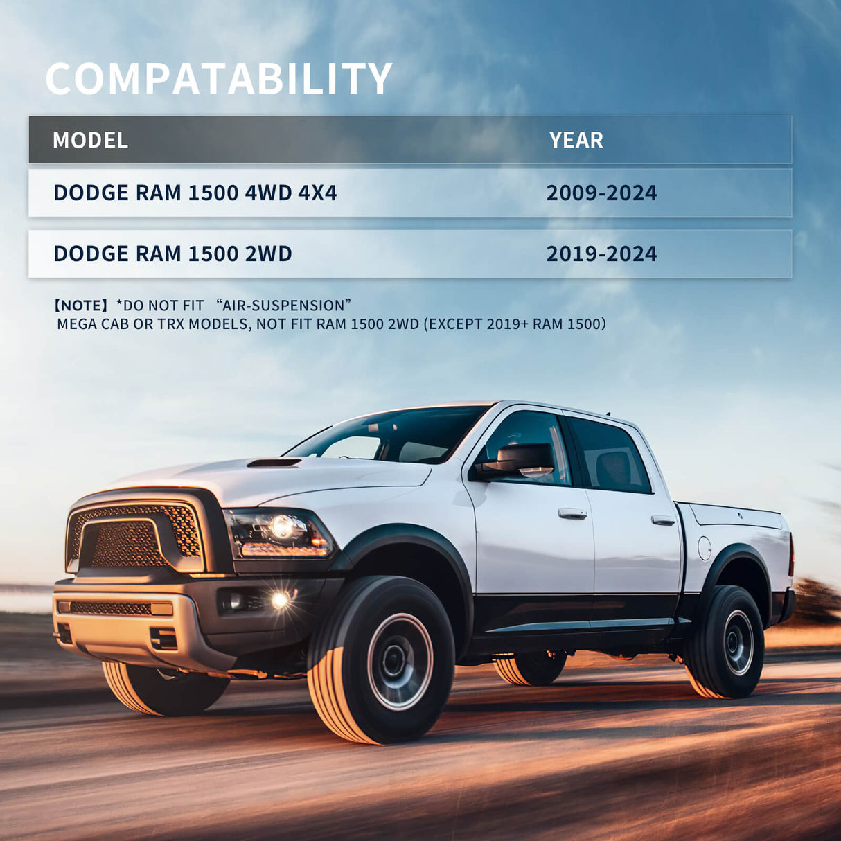 Richeer 2.5" Front 2" Rear Leveling Kit for for Ram(Ram 1500)