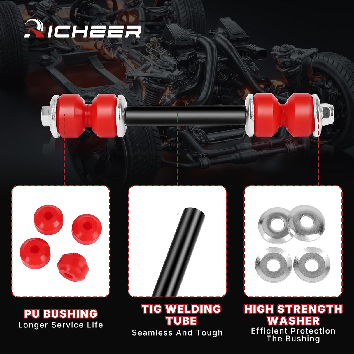 Richeer K8772 Front Sway Bar Link 2PCS for 1997-2003 FORD F150 F250 for Sway Stabilizer Link