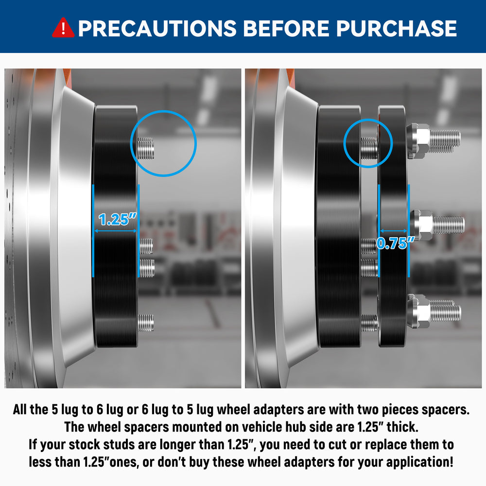 Richeer 5x4.75" to 6x5.5" Wheel Adapters  5 To 6 Lug Conversion