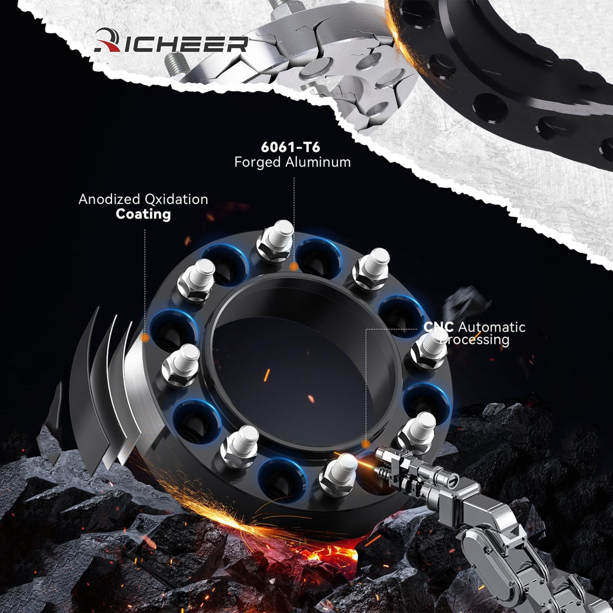 Richeer 8x170 Hubcentric Wheel Spacers for 2005-2025 F250 F350 Super Duty