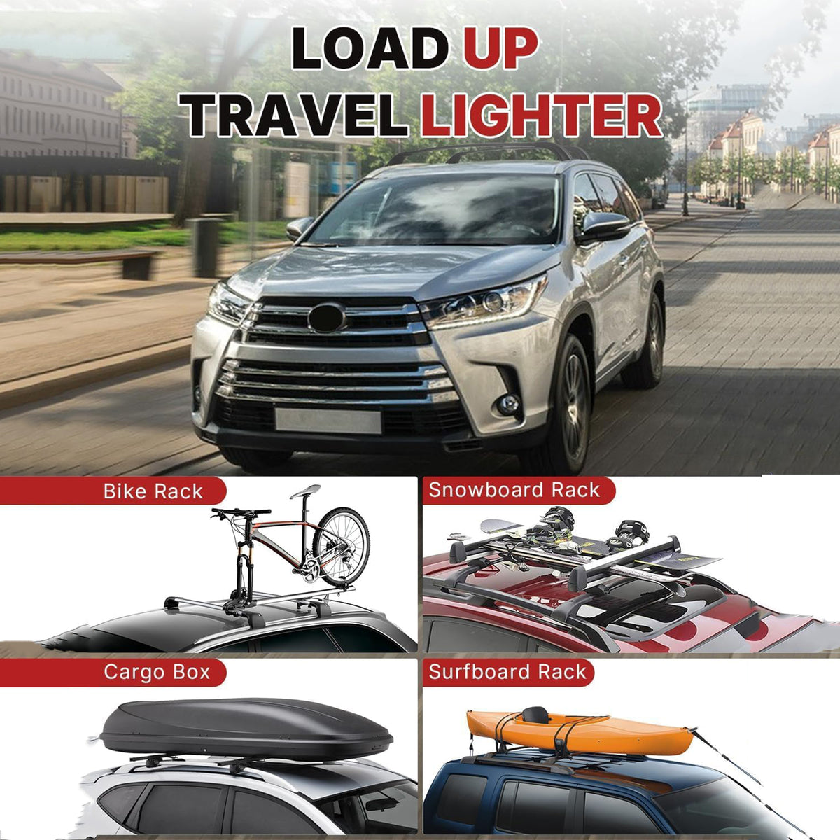 Richeer 220LBS Lockable Roof Rack Cross Bars for 2014-2019 Highlander