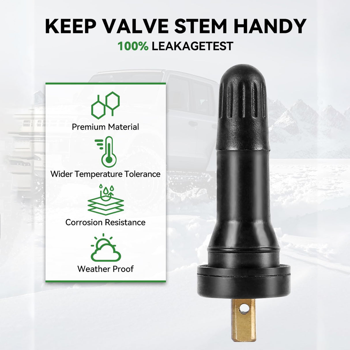 Richeer TR1520 50-Pack TPMS Valve Stems – Leak-Proof, Weather-Resistant, Universal Fit for Most Cars, SUVs & Light Trucks