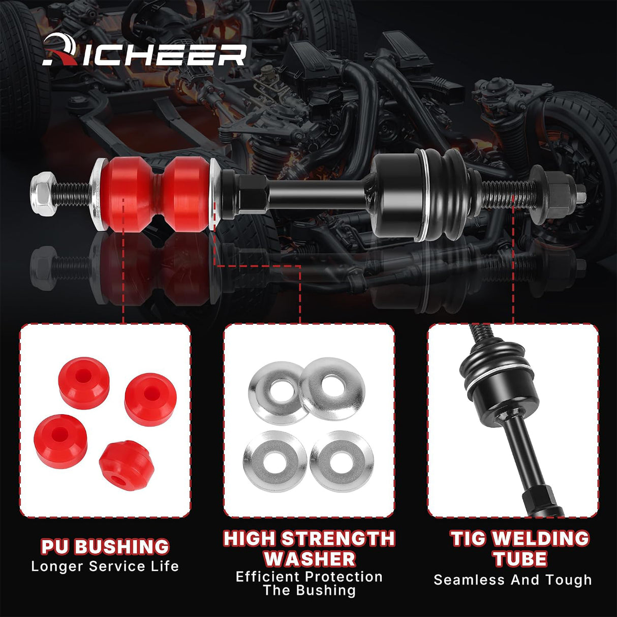 Richeer K80337 Front Sway Bar Link 2PCS For 2005-2008 F-150 2WD,2006-2008 LINCOLN MARK LT 4WD.