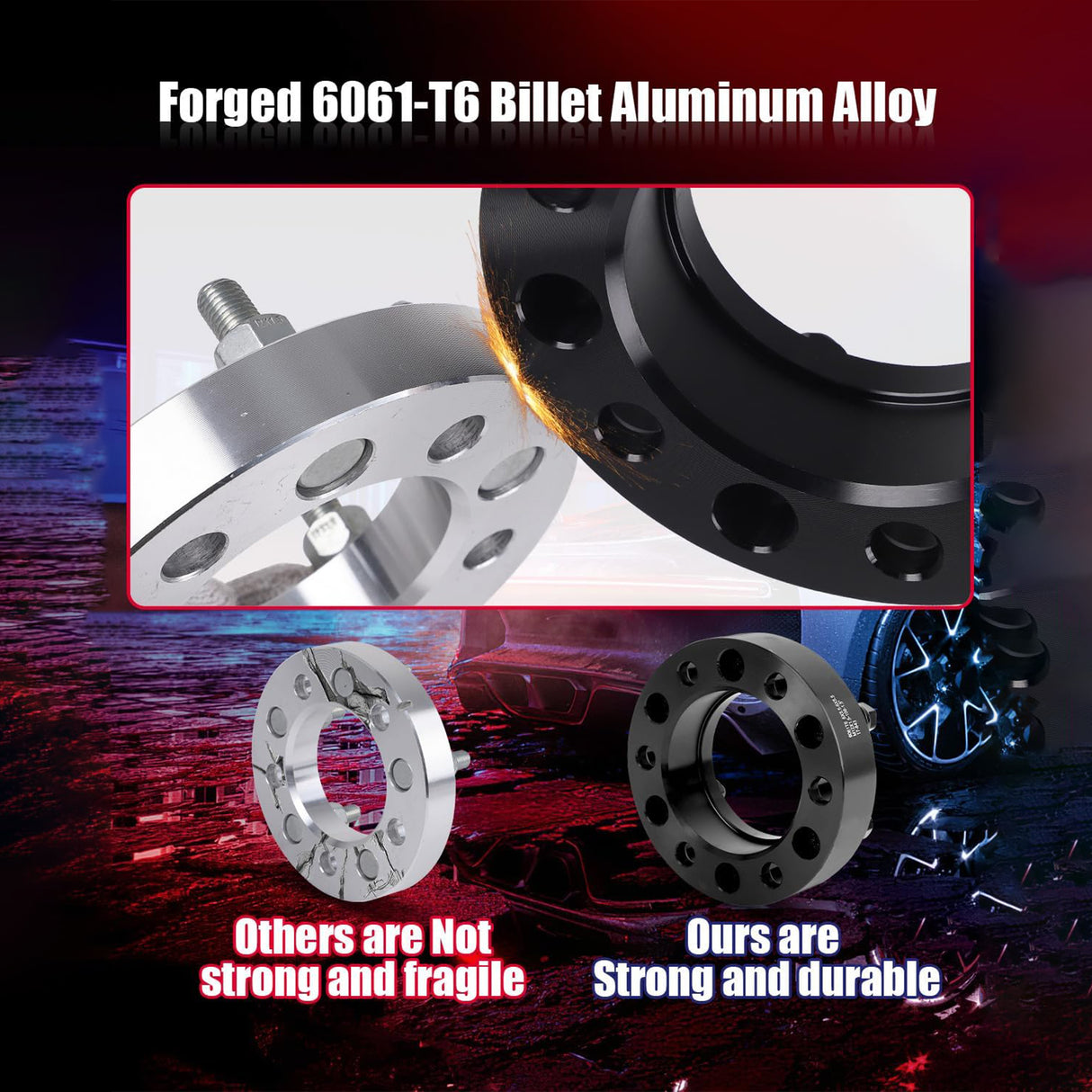 Richeer 1.5 inch 6x135 to 6x5.5 Wheel Adapters with M14x1.5 Studs for Chevy Sliverado 1500 Wheels on 2015-2025 F150 Vehicle