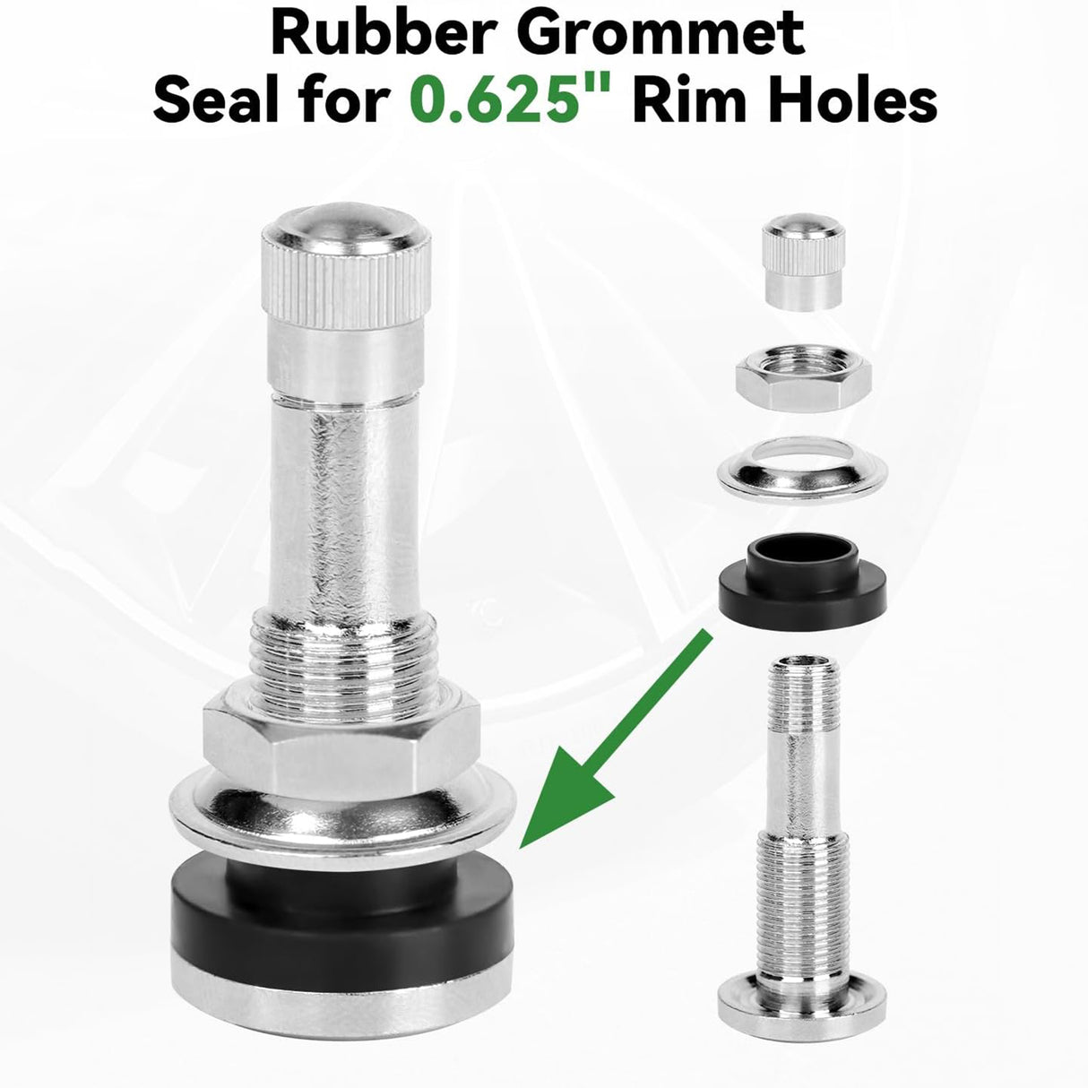 Richeer TR416 Valve Stem Kit – 20 Pack, Bolt‑in Design Fits Both 0.453″ & 0.625″ Holes, Corrosion‑Resistant for heavy-duty trucks, buses and commercial vehicles.