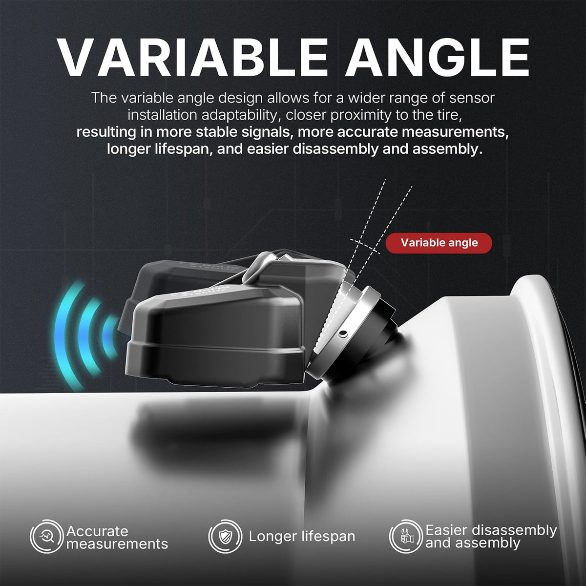 Richeer 4 PCS Variable Angle TPMS Sensor for Mercedes-Benz Dodge Ram Jeep