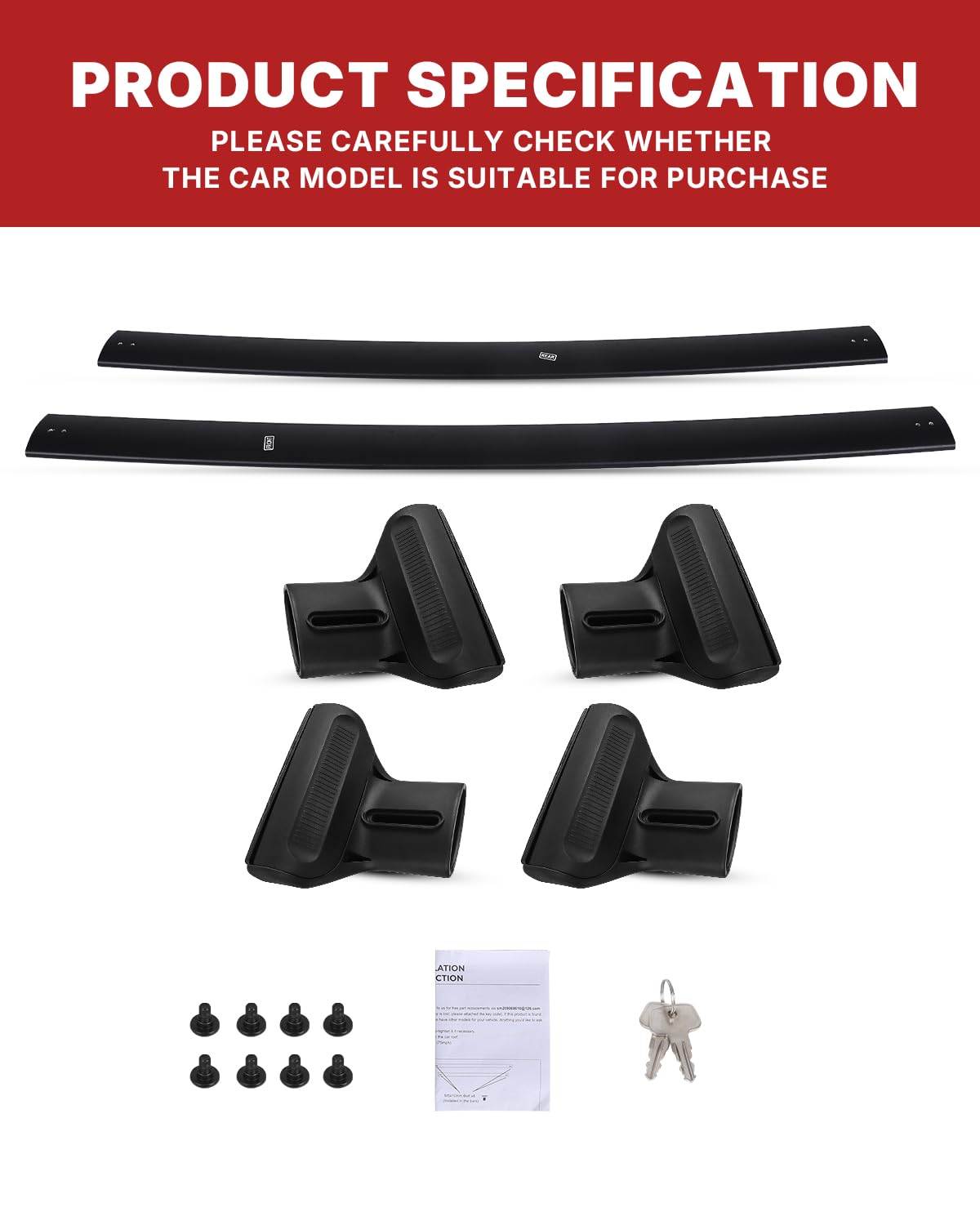 Richeer 220LBS Roof Rack Cross Bars (2010-2024 Toyota 4 Runner with Side Rails), Heavy Duty Aluminum Cross Bar