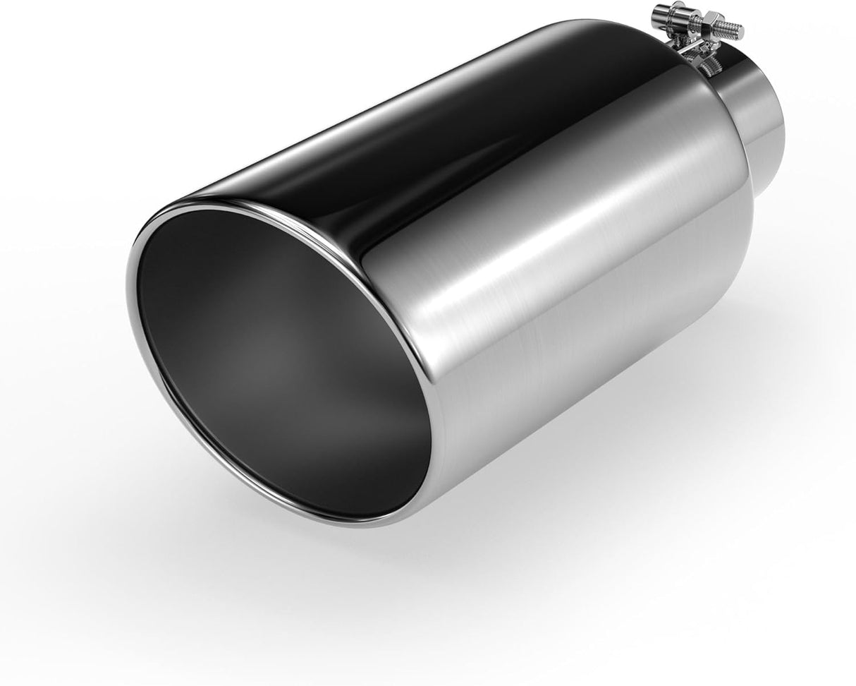 Richeer 4" Inlet to 7" Outlet Exhaust Tip 15" Length Polished Stainless Steel Universal for 4" O.D. Tailpipe