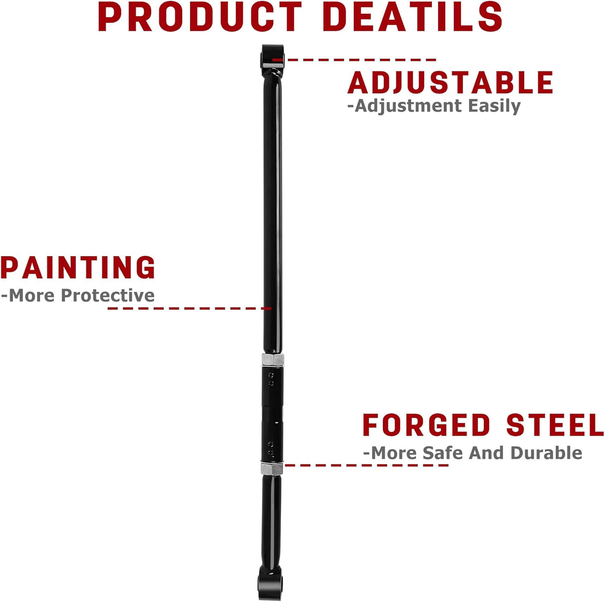 Richeer 0-4'' Rear Adjustable Track Bar Replacement OEM Factory Suspension Arms(2009-2018 RAM, 2020-2021 JEEP)