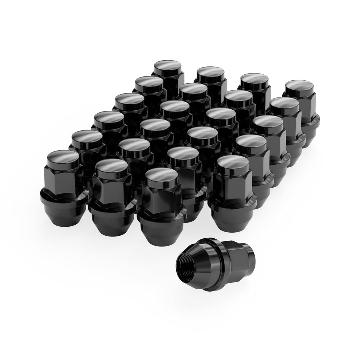 Richeer M14x1.5 Lug Nuts, 24PCS Bulge Acorn, Closed End for Trucks & SUVs - Black