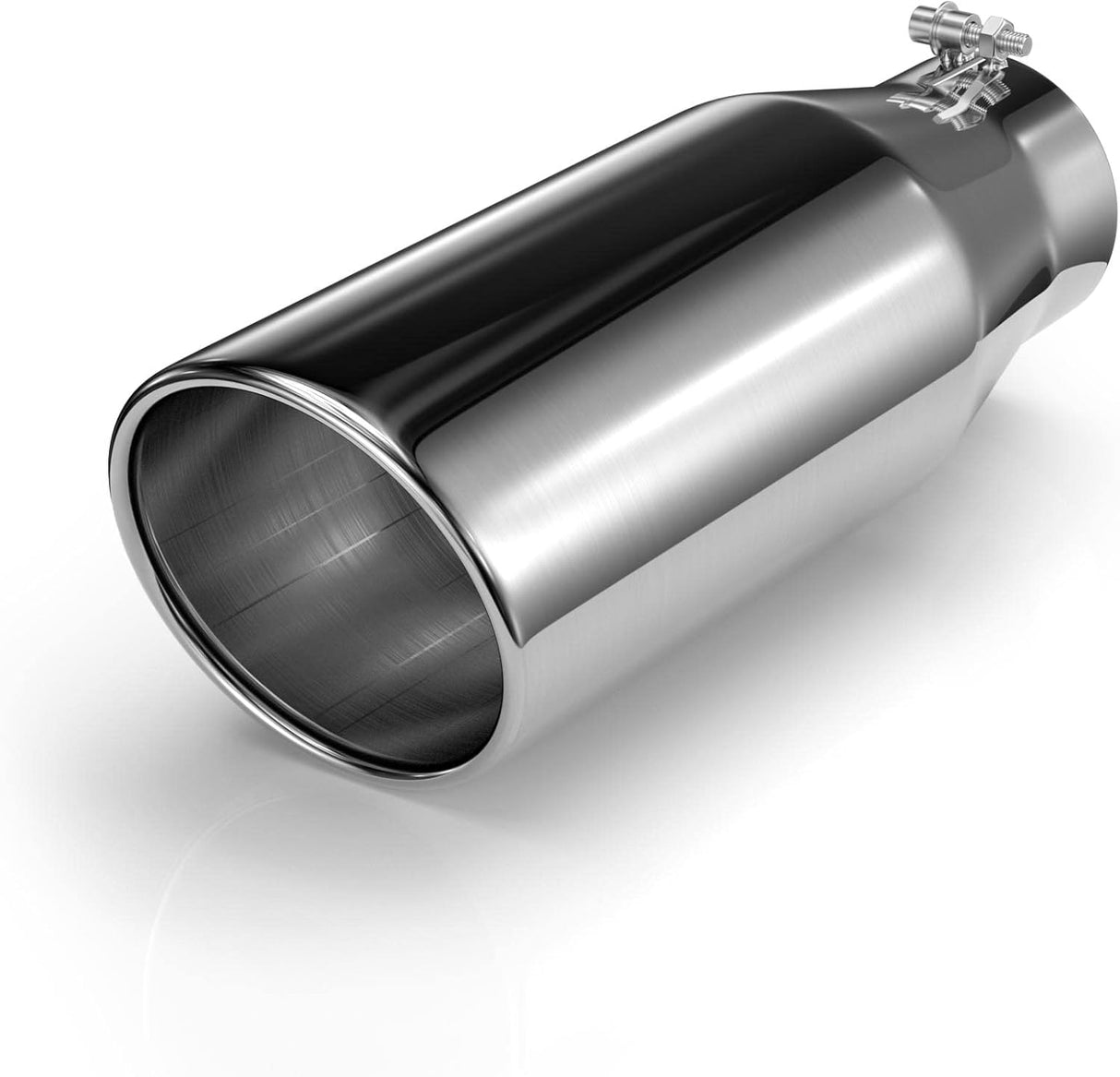 Richeer 4" Inlet x 6" outlet x 15" Overall Length Universal Stainless Steel Exhaust Tip for Truck Cars