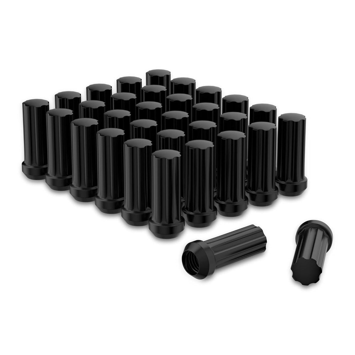 Richeer M14x1.5 Lug Nuts, 32PCS Bulge Acorn, Closed End for Trucks & SUVs - Black