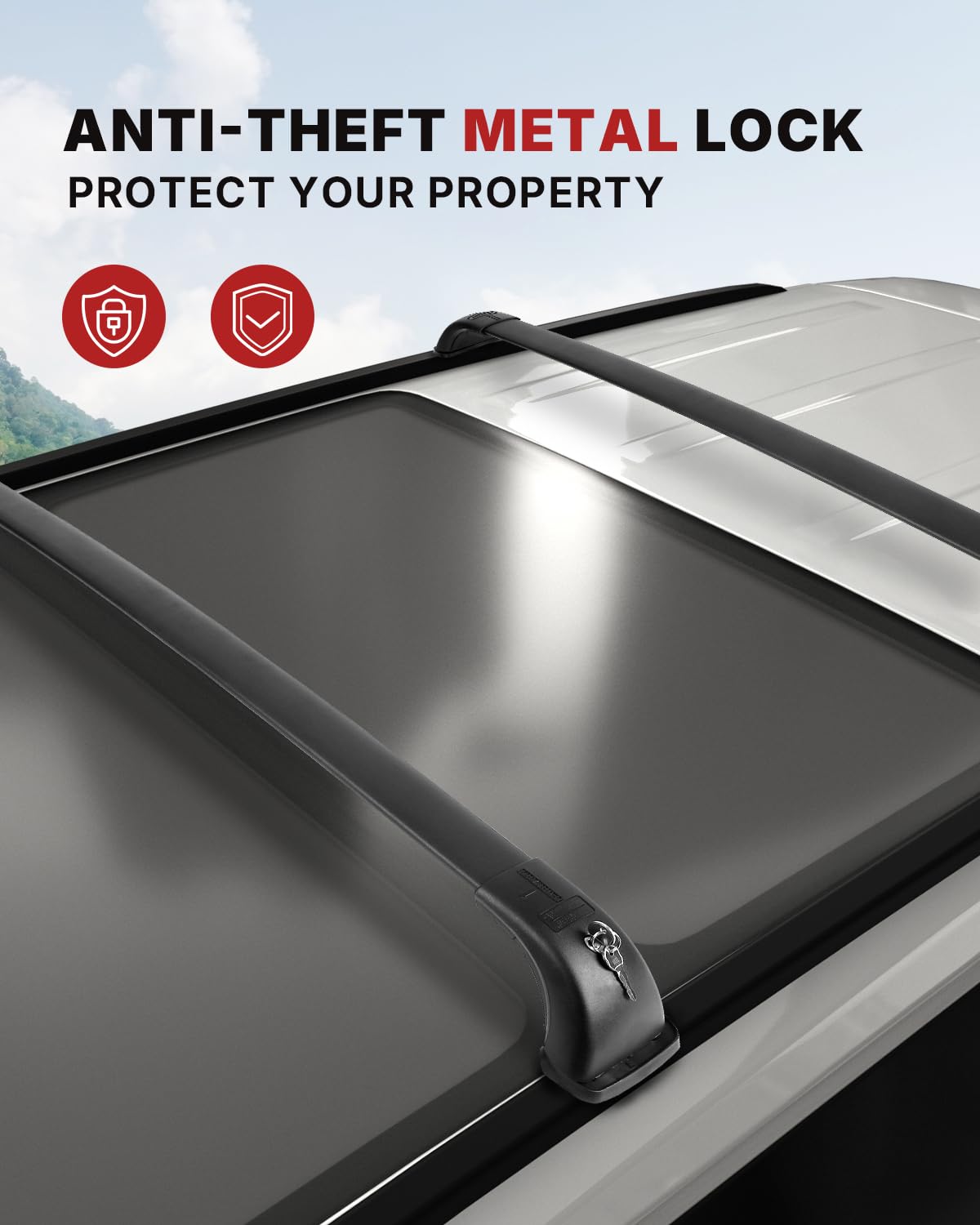 Richeer 220LBS Roof Rack Cross Bars (2014-2019 Highlander XLE/Limited & SE/LE/LE Plus/LE), Heavy Duty Aluminum Cross Bar)