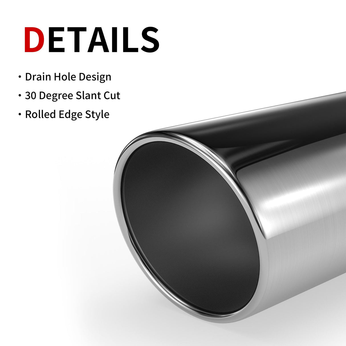 Richeer 3" Inlet Exhaust Tip 6” Outlet 15” Overall Length Stainless Steel Exhaust Tip