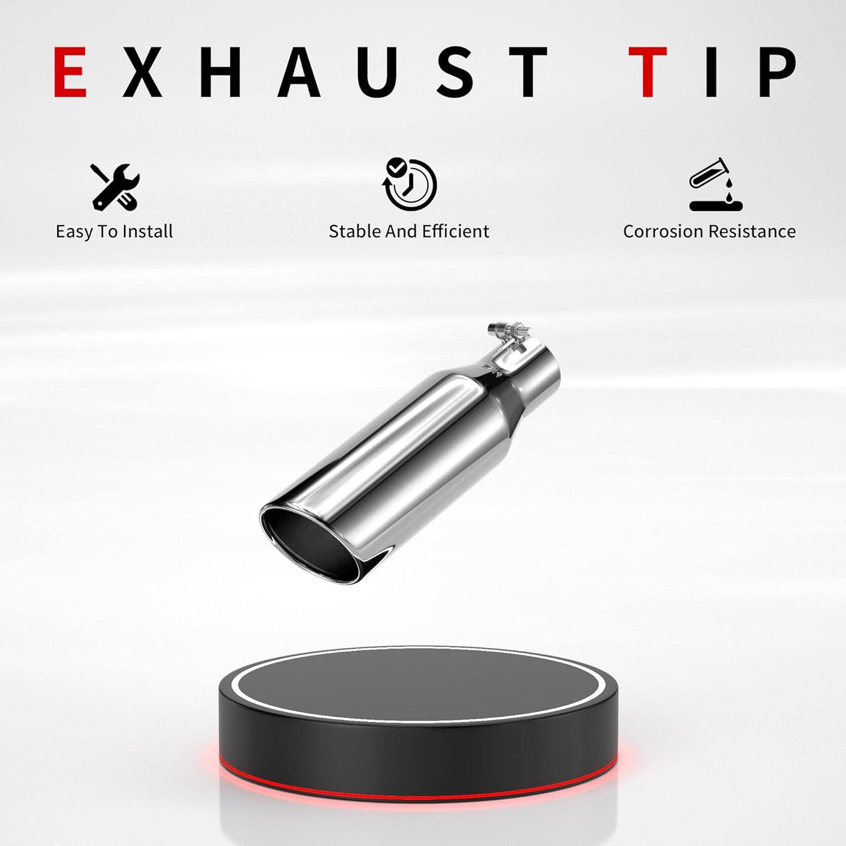 Richeer 2.5" Inlet Exhaust Tip, 2.5" Inlet 4" Outlet 12" long Stainless Steel Exhaust Tip