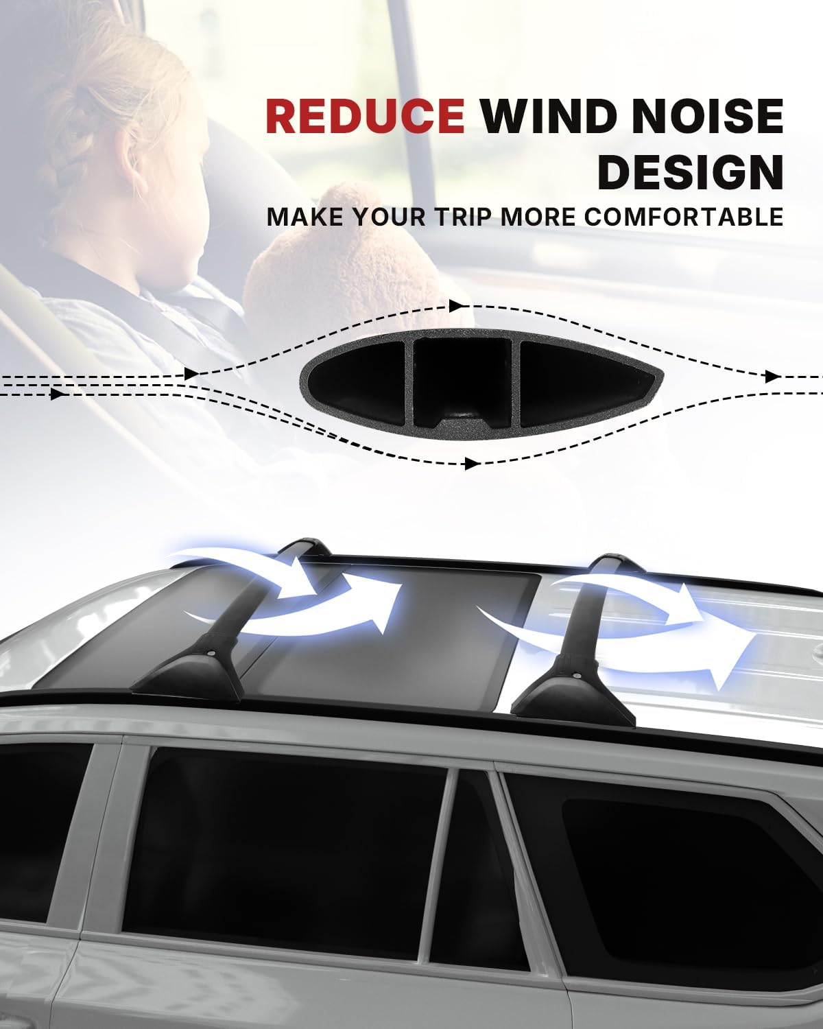 Richeer 260LBS Roof Rack Cross Bars, Heavy Duty Aluminum, with Anti-Theft Locks for Cargo Racks Rooftop Luggage Canoe Kayak Bicycle roof Bag (2019-2025 Toyota)