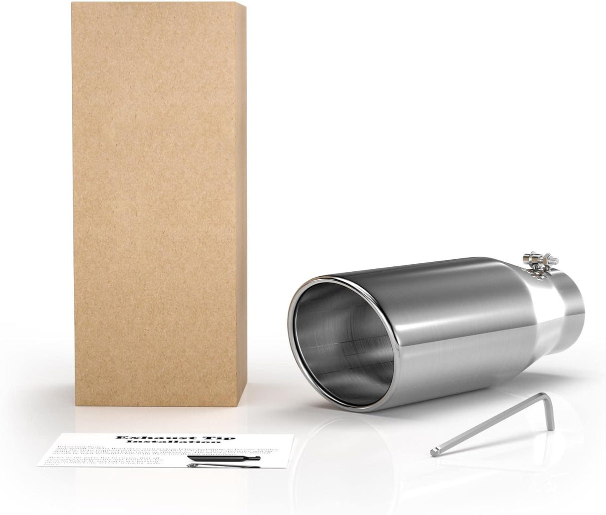 Richeer 4" Inlet x 6" outlet x 15" Overall Length Universal Stainless Steel Exhaust Tip for Truck Cars