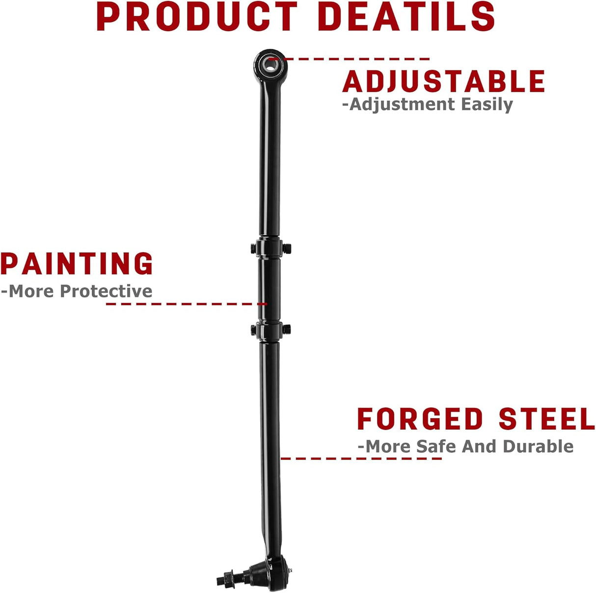 Richeer 1.5-8" Front Adjustable Track Bar Compatible with 1.5-8" Lift Suspension Kits (2017-2021 Ford)