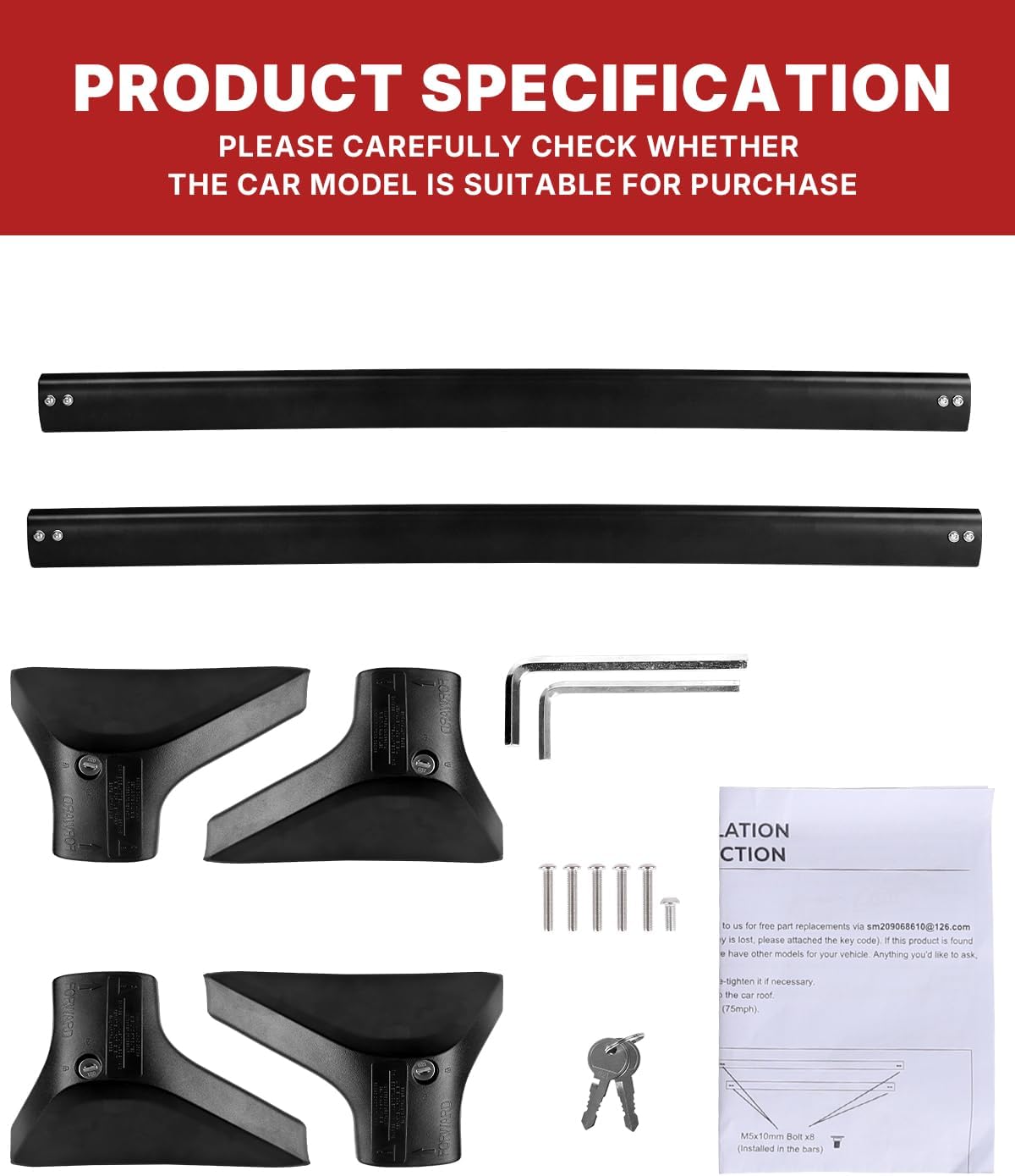 Richeer 260LBS Roof Rack Cross Bars, Heavy Duty Aluminum, with Anti-Theft Locks for Cargo Racks Rooftop Luggage Canoe Kayak Bicycle roof Bag (2019-2025 Toyota)