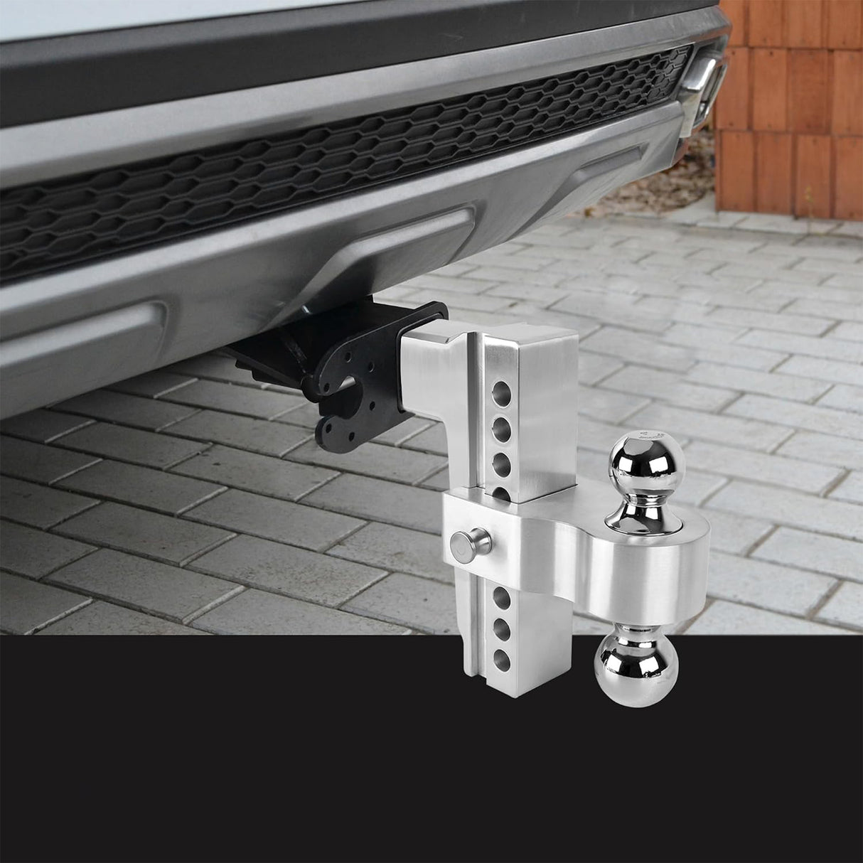 Richeer Adjustable Trailer Hitch, Fits 2.5" Receiver, 8" Drop/Rise Heavy Duty Aluminum Drop Hitch, Tow Hitch, 18500 LBS GTW, Tri-Ball with Dual Pin Key Locks and a Wrench