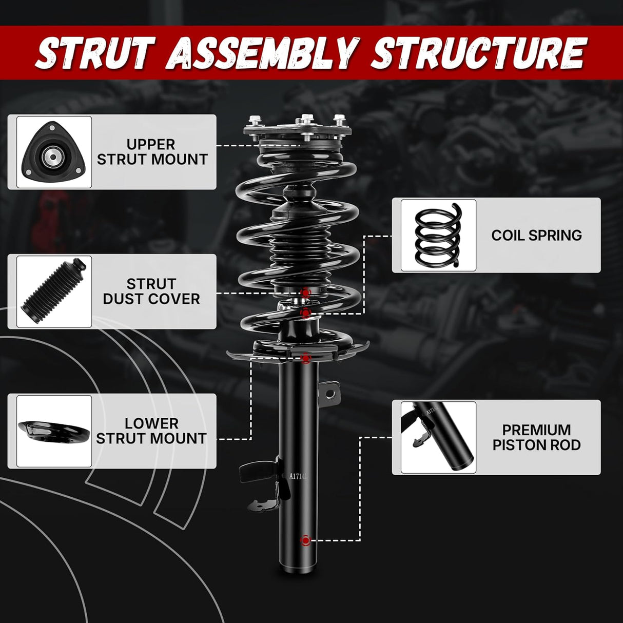 Richeer Front 2 PCS Strut Assembly, Shock Absorber Front(2014-2019 Escape)