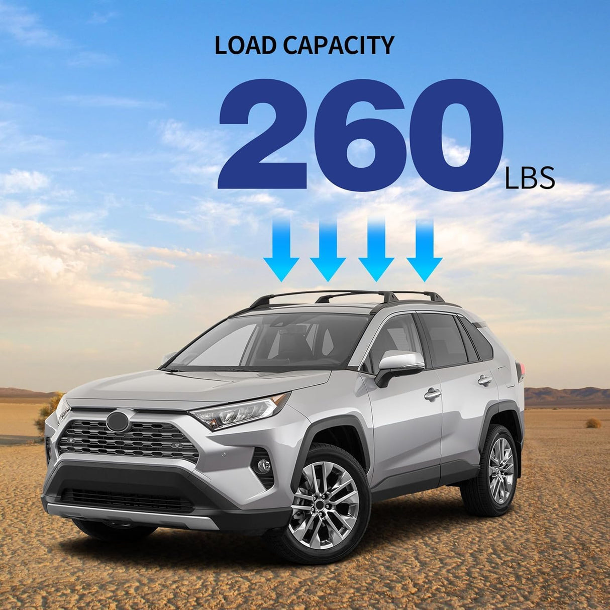 Richeer 260LBS Roof Rack Cross Bars (2019-2024 Toyota RAV4 LE XLE XSE Premium Limited Hybrid with Side Rails)