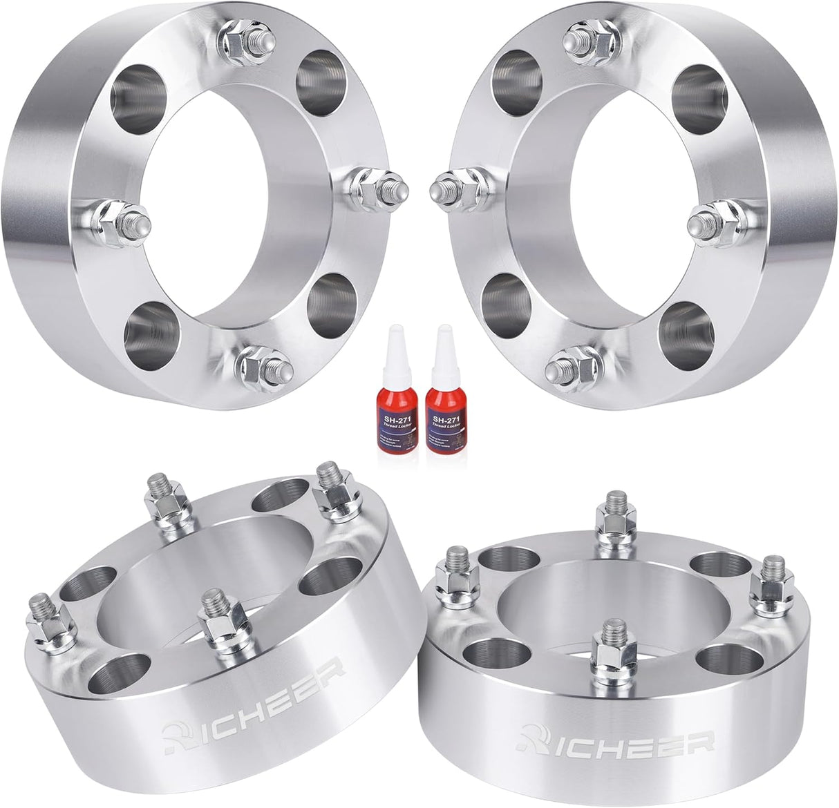 Richeer 4x137mm Wheel Spacers for Off-Road Vehicles (Kawasaki, Can-Am & More) 2" Thick Silver