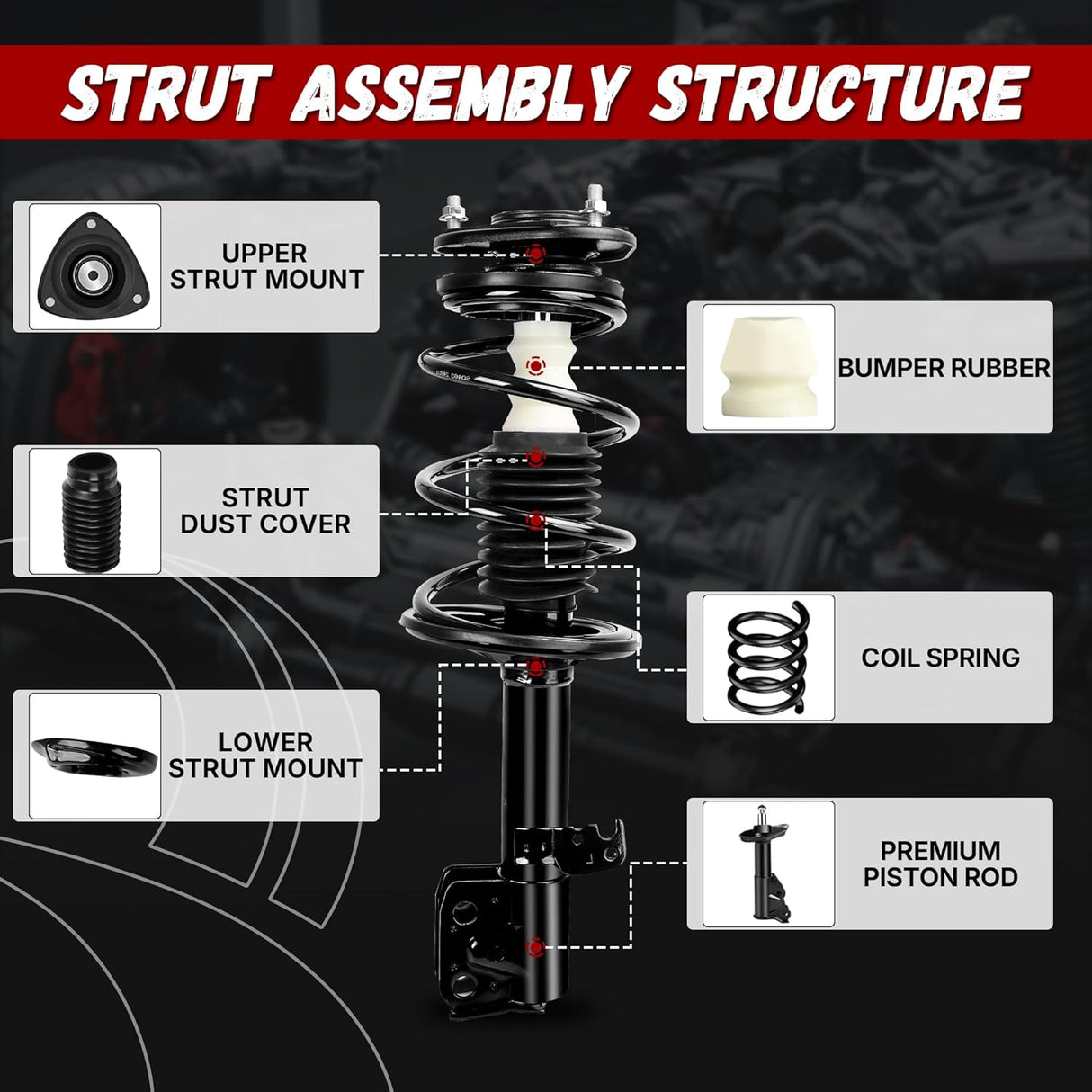 Richeer Front and Rear 4 PCS Strut Assembly Compatible (2009-2013 Corolla)