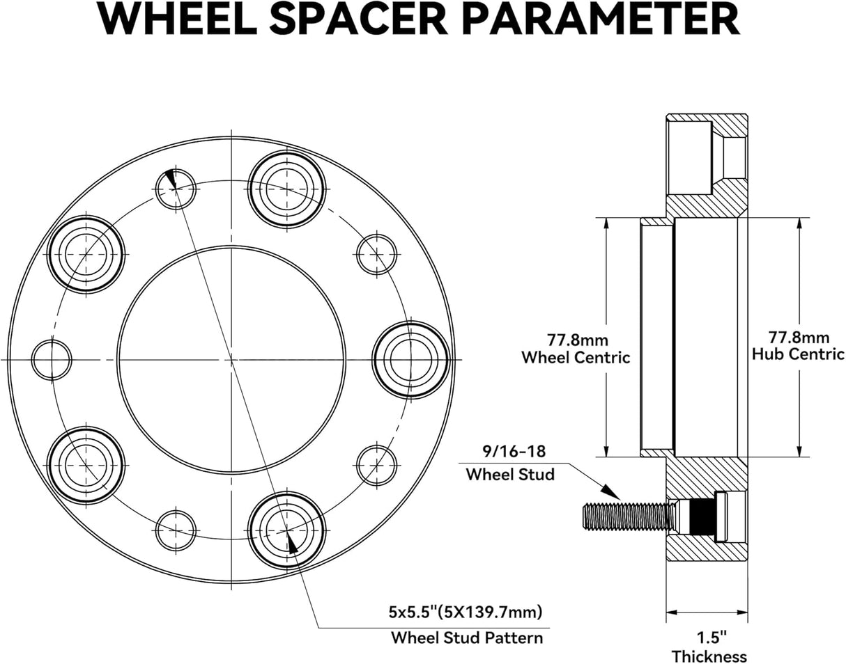 Richeer 5x5.5 4PCS 1.5" Hub Centric 5x139.7mm Forged Wheel Spacers