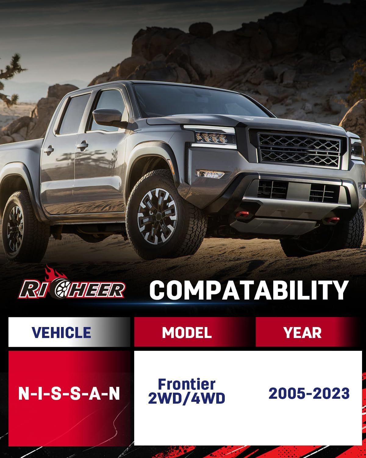 Richeer 3" Front 2" Rear Leveling Kit for Nissan(Frontier)