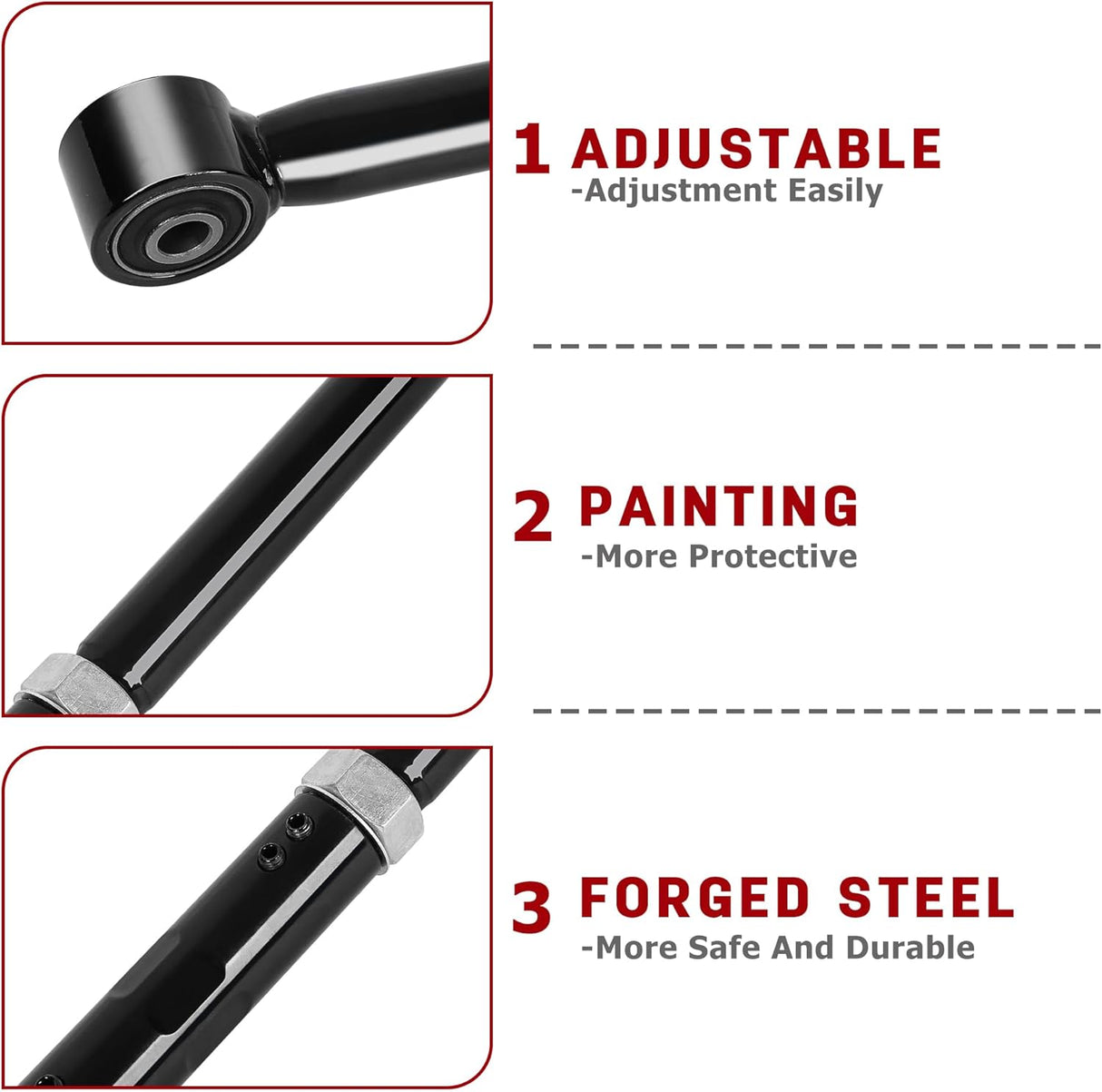 Richeer 0-4'' Rear Adjustable Track Bar Replacement OEM Factory Suspension Arms(2009-2018 RAM, 2020-2021 JEEP)