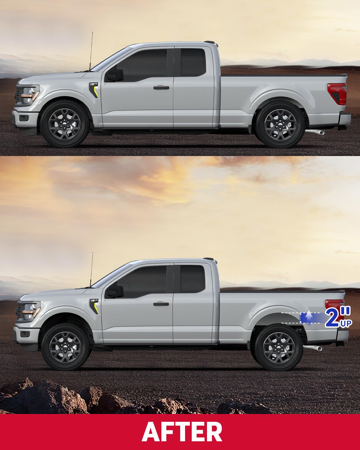 Richeer 2" Rear Lift Block, 2'' Leveling Lift Kits Off-road (2021-2024 F150 2WD/4WD)