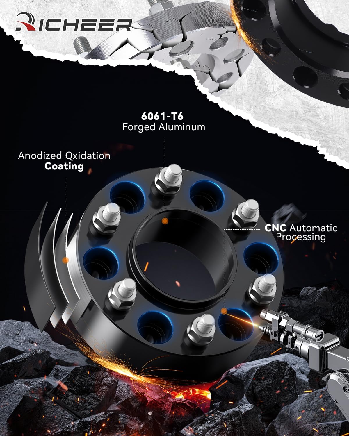 Richeer 2" 6x5.5 Hub Centric 4 PCS 6x139.7mm Wheel Spacers Fits 2019+ Ram 1500