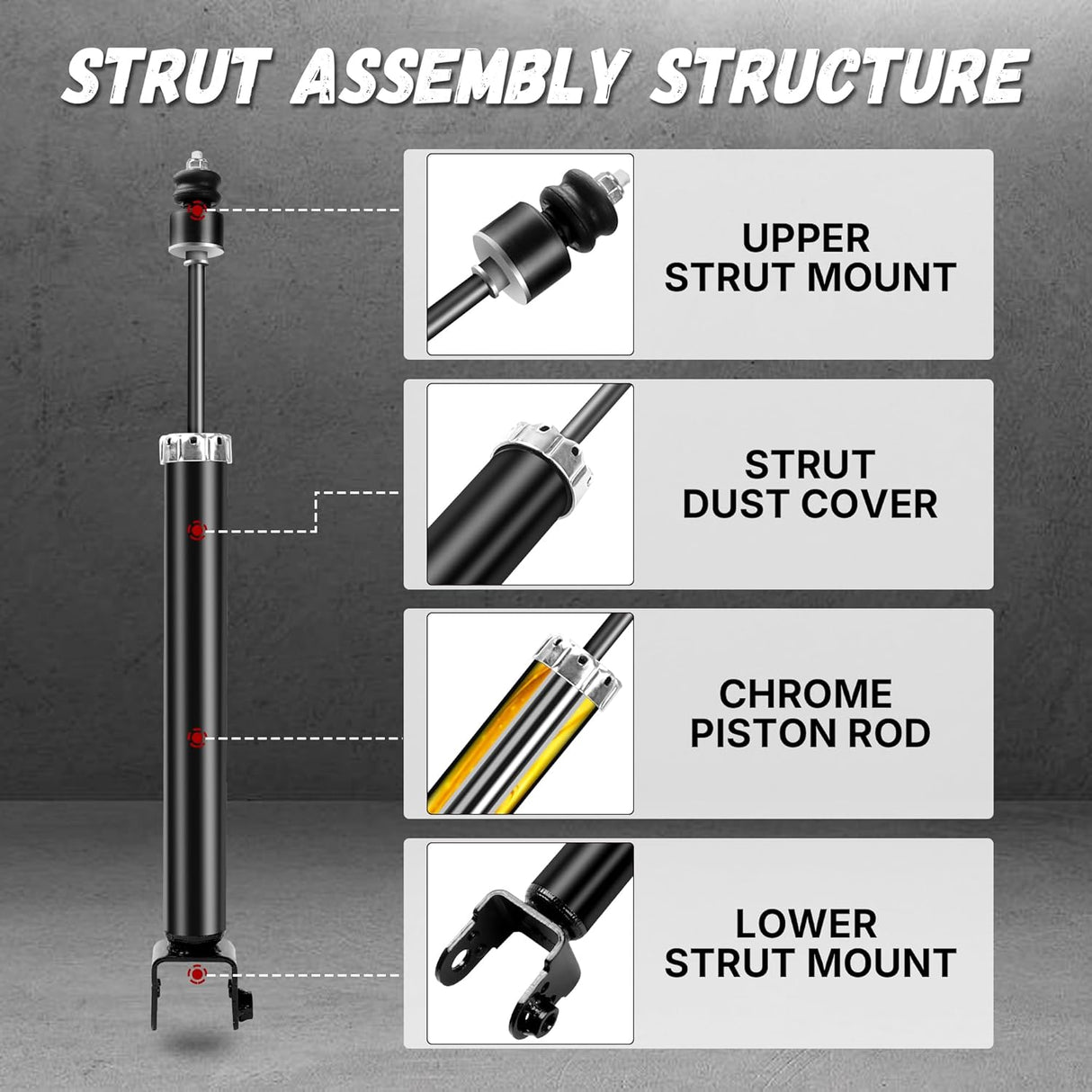 Richeer Rear 2 PCS Strut Assembly, Shock Absorber Front with 2007-2018 Altima