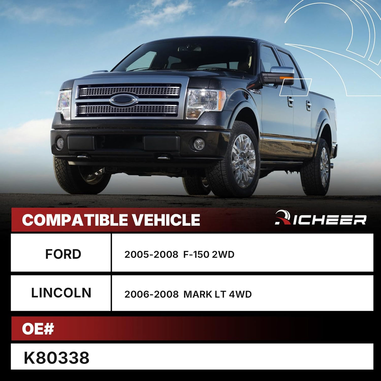 Richeer Front Sway Bar Link for Sway Stabilizer Link Replace 2Pcs (2005-2008 Ford 2006-2008 Lincoln)