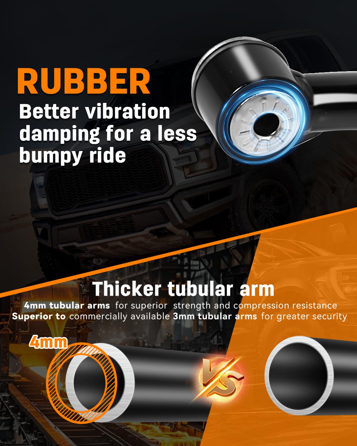 Richeer 2-4" Front Upper Control Arms & 2-4" Lift Suspension Kit Adjustable Control Arm (2000-2010 Silverado Sierra, 2003-2009 H2)