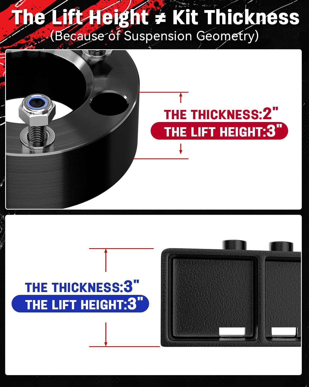 Richeer 3" Front 3" Rear Leveling Kit for Ford (2004-2020 F150)