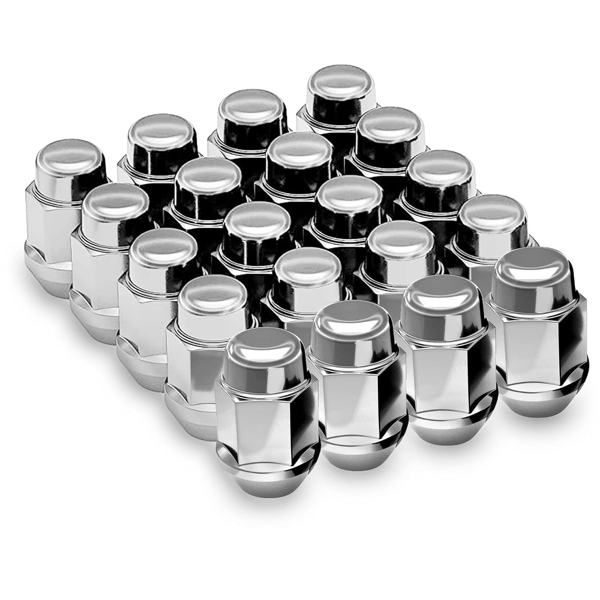 Richeer M12x1.5 Lug Nuts, 20PCS Bulge Acorn, Closed End for Trucks & SUVs - Chrome