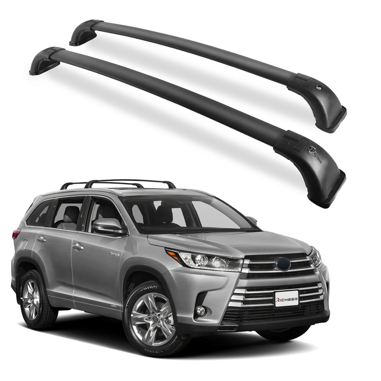 Richeer 220LBS Roof Rack Cross Bars (2014-2019 Highlander XLE/Limited & SE/LE/LE Plus/LE), Heavy Duty Aluminum Cross Bar)