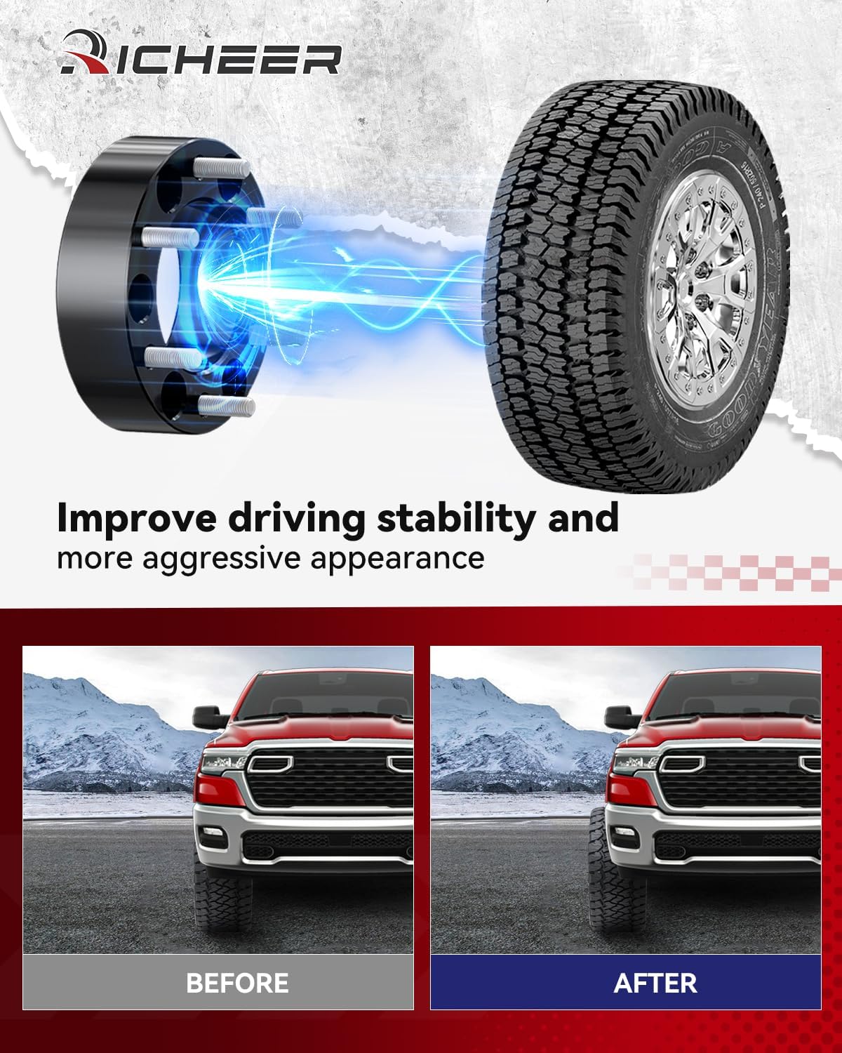 Richeer 2" 6x5.5 Hub Centric 4 PCS 6x139.7mm Wheel Spacers Fits 2019+ Ram 1500