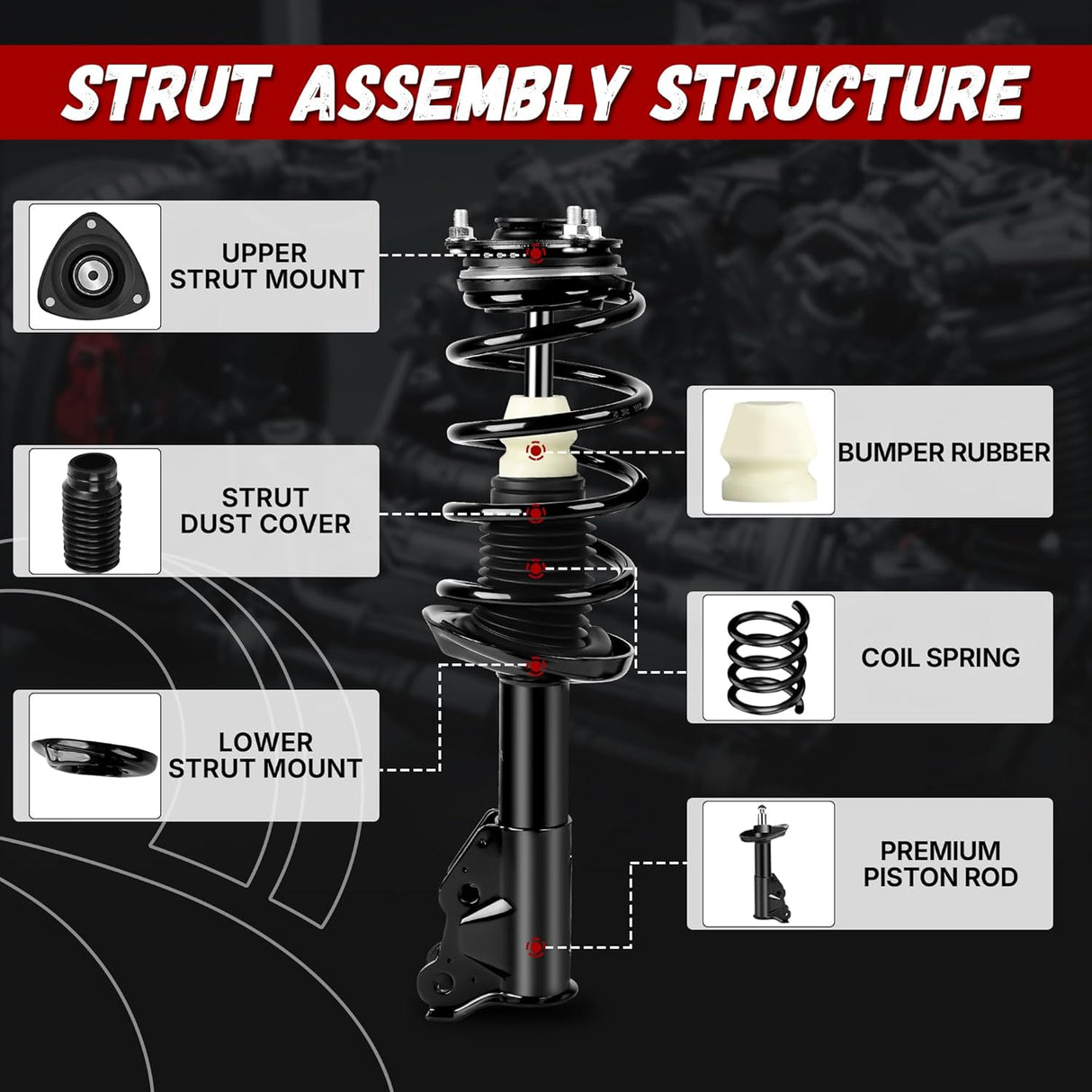 Richeer 172286 Front 2 PCS Strut Assembly Compatible with 2006-2011 Civic