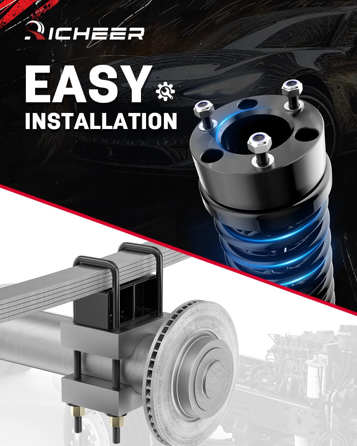 Richeer 3" Front 3" Rear Leveling Kit for Ford (2004-2020 F150)