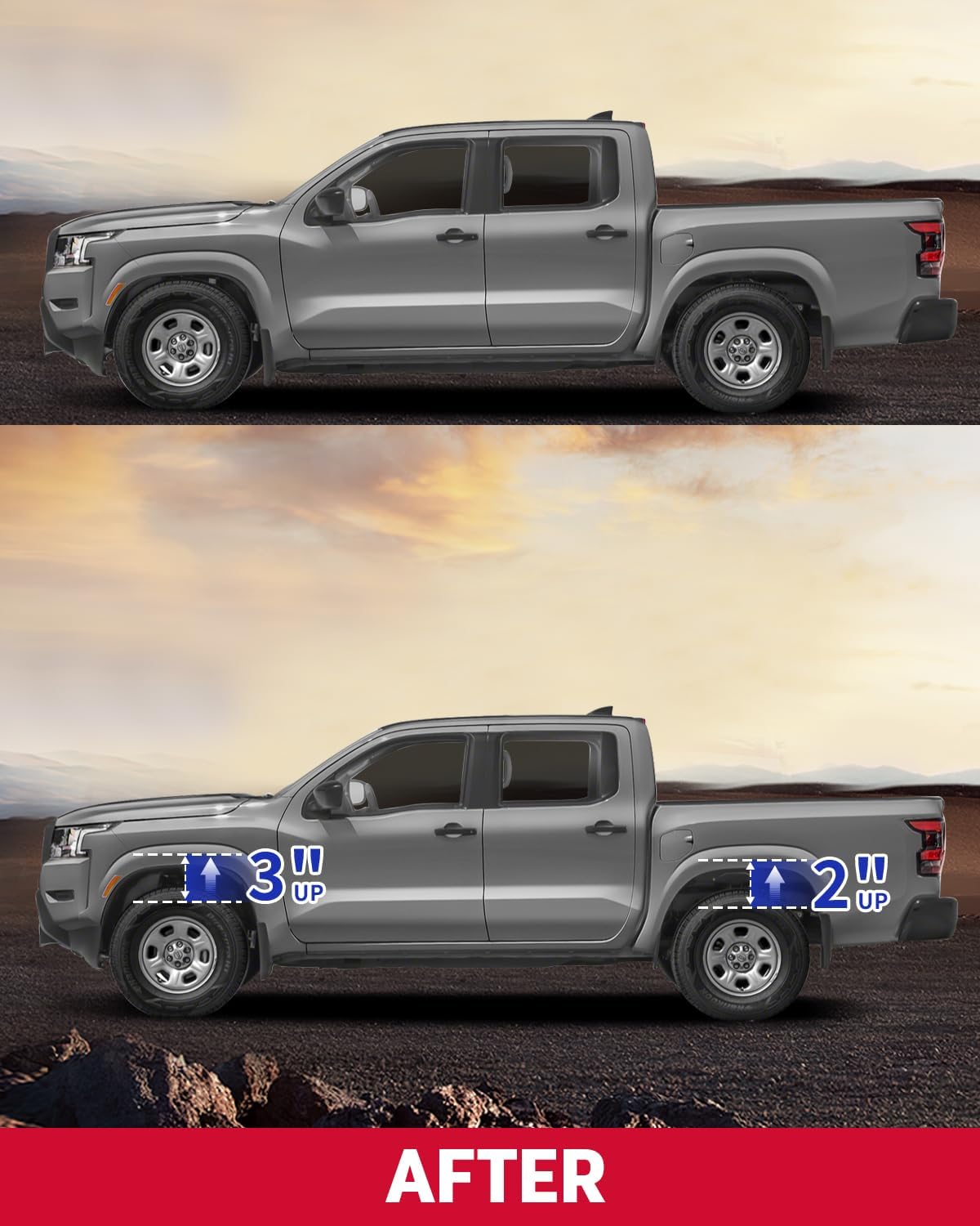 Richeer 3" Front 2" Rear Leveling Kit for Nissan(Frontier)