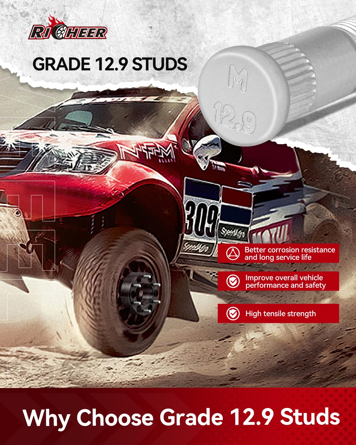 Richeer 6x5.5 Wheel Spacer & 2" Rear Leveling Lift (1999-2025 Silverado,Tahoe,Suburban,Express,Avalanche,Sierra,Yukon,Canyon,Savana,Escalade,GMC)